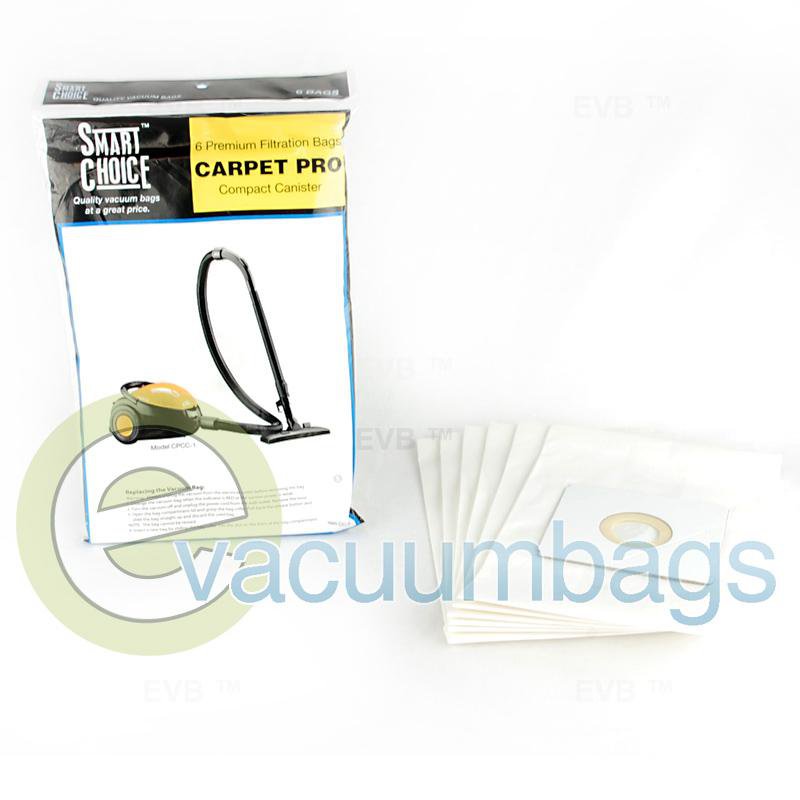 Carpet Pro CPCC-1 Fuller Brush FBCC-1 Compact Canister Paper Vacuum Bags 6 Pack CC-6 09-2427-02