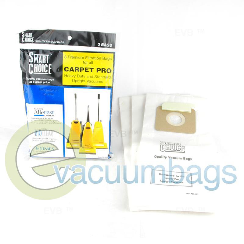 Carpet Pro Heavy Duty and Standard Upright Paper Vacuum Bags 3 Pack 06.153 09-2430-07