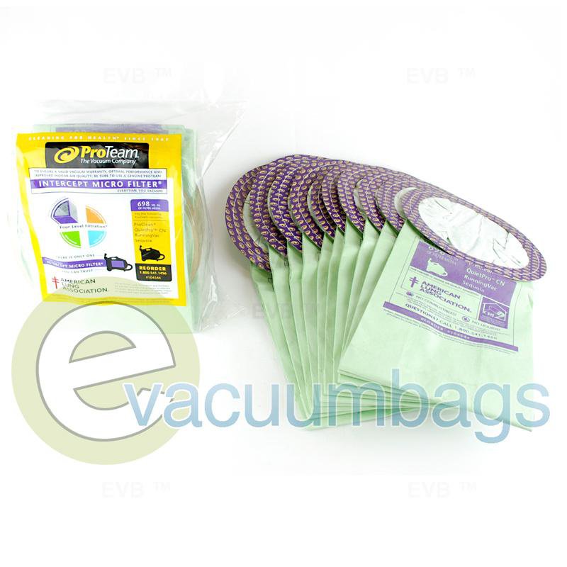 ProTeam ProClean QuierPro CN RunningVac Sequoia Intercept Micro Filter Vacuum Bags 10 Pack 104544 14-2448-02