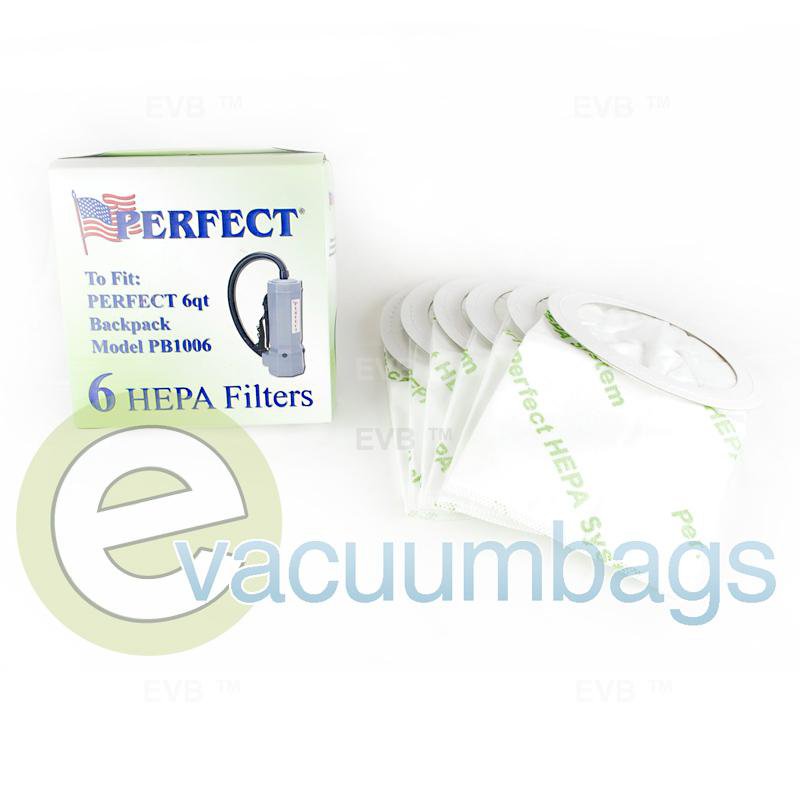 Perfect 6 Quart BackPack HEPA Paper Vacuum Bags 6 Pack 14-2423-09 14-2423-09