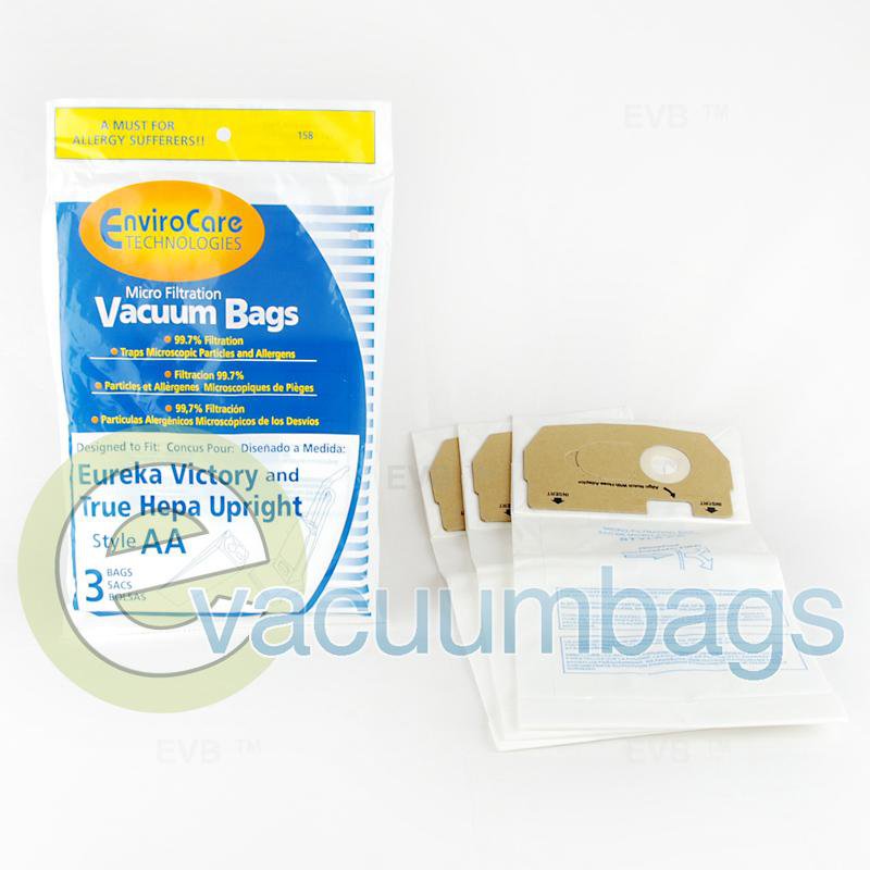 Eureka Victory and True Hepa Style AA Upright Micro Filtration Paper Vacuum Bags by EnviroCare 3 Pack 158 20-2429-05