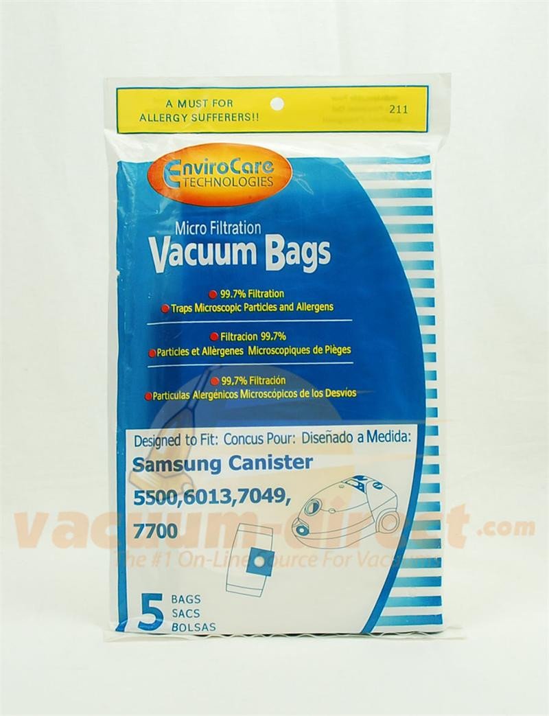 Samsung Canister Vacuum Generic Micro Filtration Bags by EnviroCare 5 Pack 211 94-2431-07