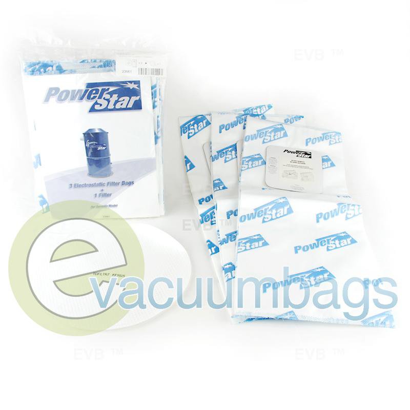 Power Star New-Style 3-Prong Paper Vacuum Bags 3 Bags + 1 Filter TDSAC33P PS-23661