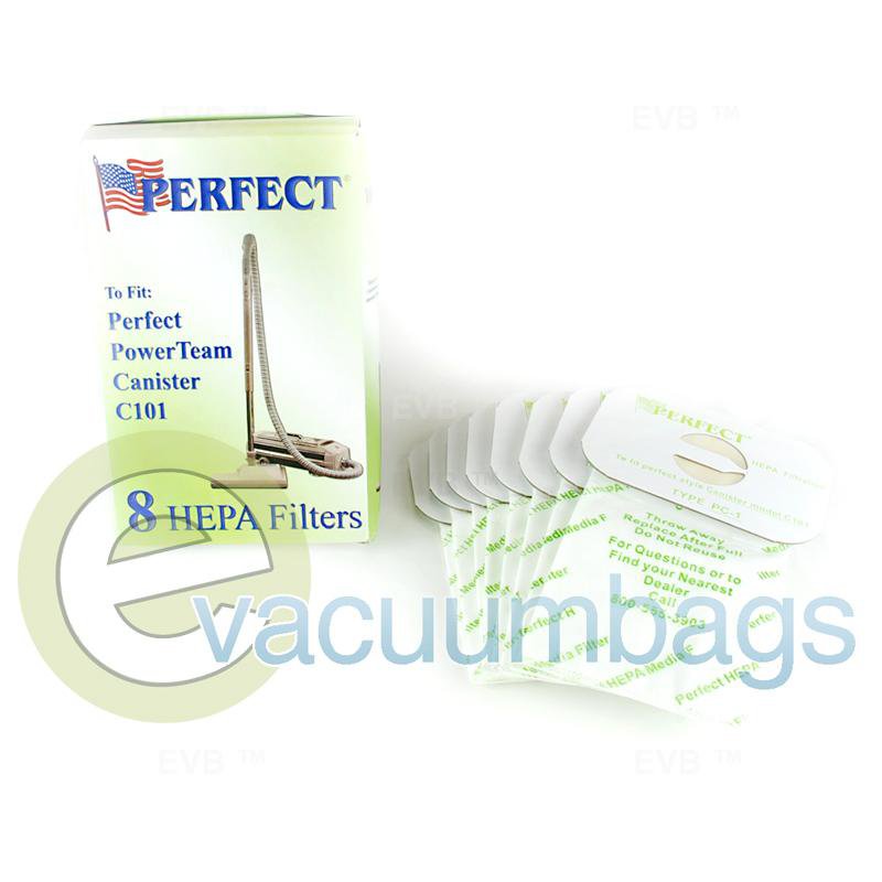 Perfect PowerTeam Canister C101 HEPA Filter Vacuum Bags 8 Pack 151804 PE-1400