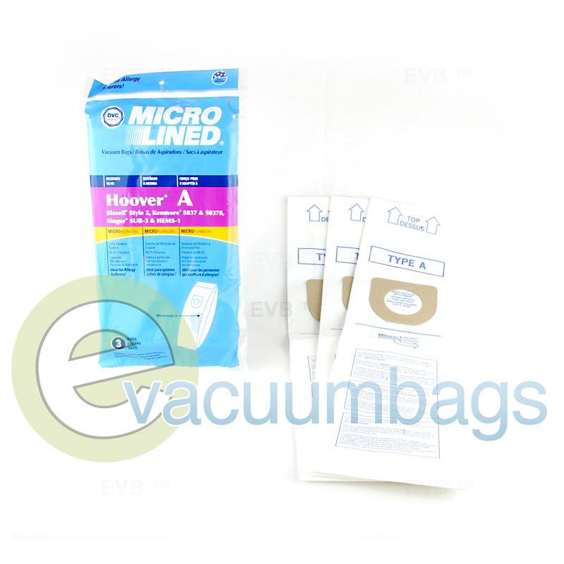 DVC Upright Micro-Lined Paper Vacuum Bags for Bissell Hoover Kenmore & Singer 3 Pack 433896 HR-1471