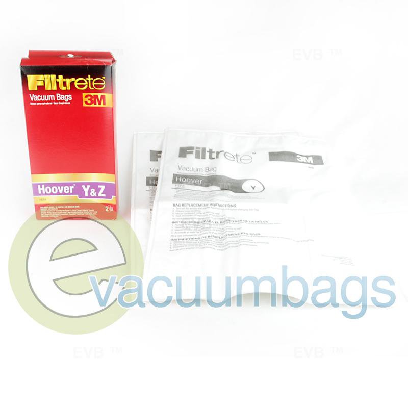 Hoover Style Y and Style Z HEPA Upright Paper Vacuum Bags by 3M Filtrete 2 Pack 64703A 38-2454-03
