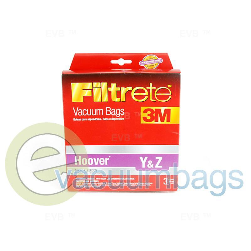 Hoover Style Y and Style Z Upright Micro Allergen Vacuum Bags by 3M Filtrete 3 Pack 64702A 38-2461-04