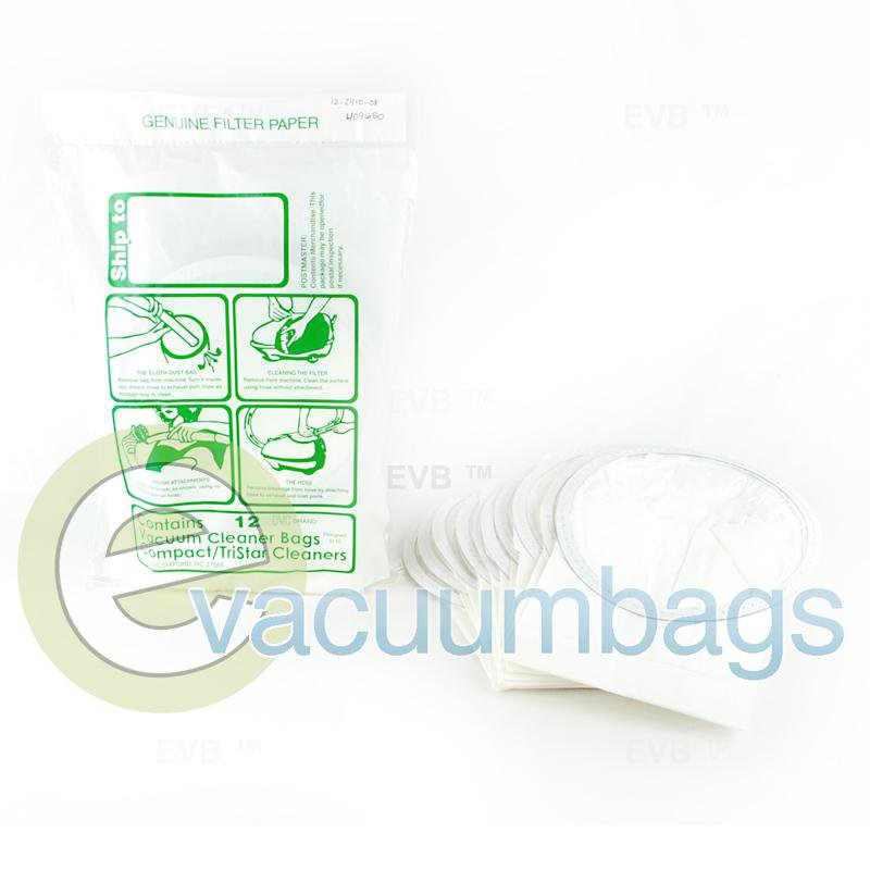Compact TriStar and Eureka Style J Generic Paper Vacuum Bags by DVC 12 Bags  409650 COR-1412