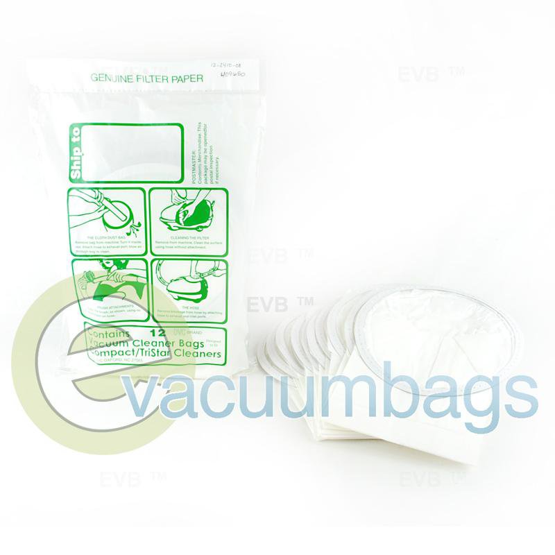 Compact TriStar and Eureka Style J Generic Paper Vacuum Bags by DVC 12 Bags 409650 COR-1412