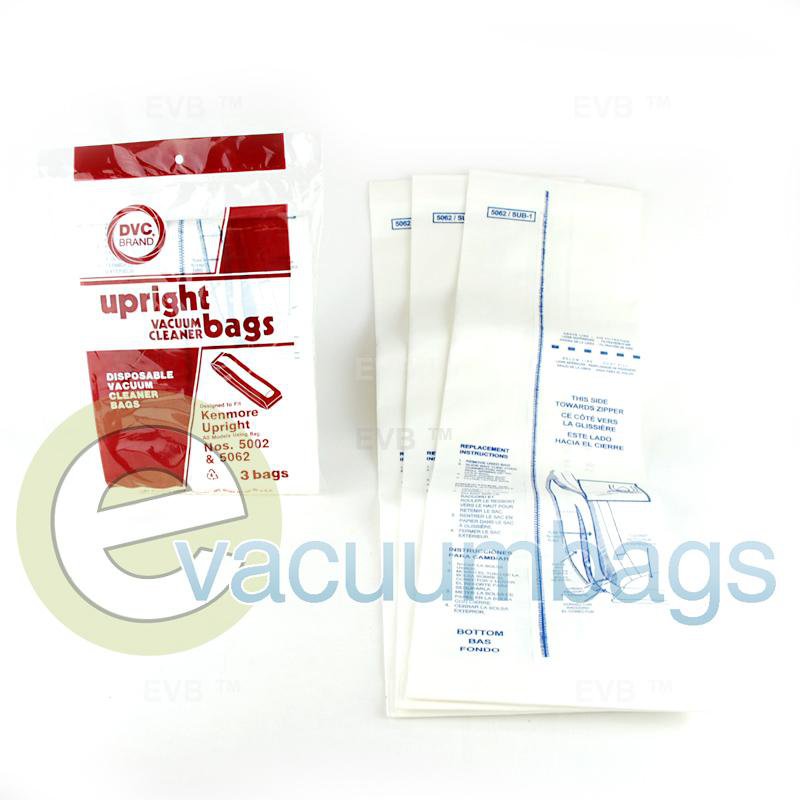 Kenmore 5002 5062 Upright Paper Vacuum Bags by DVC Generic 3 Pack  409936 46-2440-01