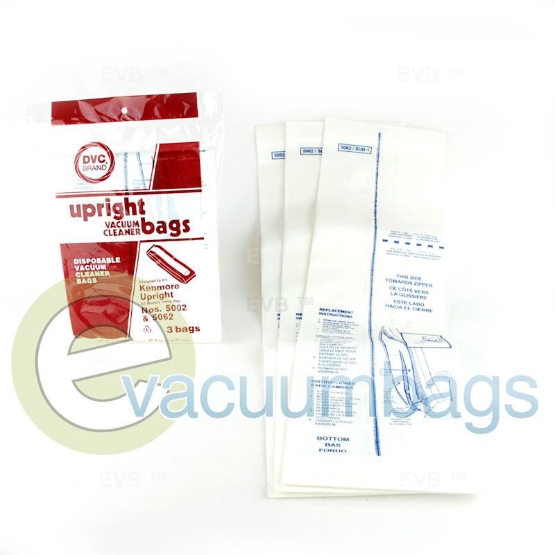 Kenmore 5002 5062 Upright Paper Vacuum Bags by DVC Generic 3 Pack 409936 46-2440-01