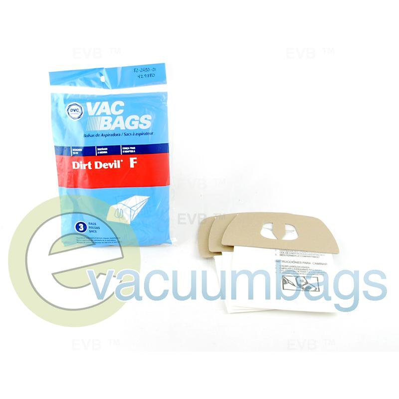 Dirt Devil Type F Canister Vacuum Bags by DVC Generic 3 Pack 429880 ROR-1450