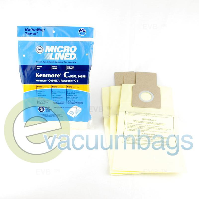 DVC Micro-Lined Canister Paper Vacuum Bags for Kenmore & Panasonic 3 Pack 433934 KER-14551