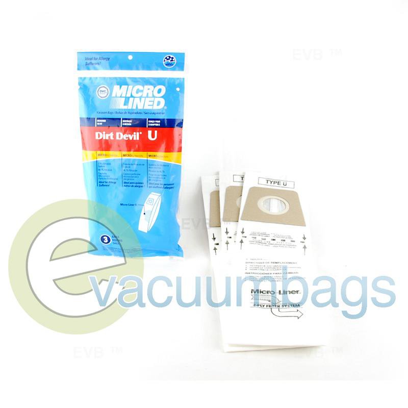 Dirt Devil Type U Micro-Lined Upright Paper Vacuum Bags by DVC 3 Pack 447943 ROR-1491