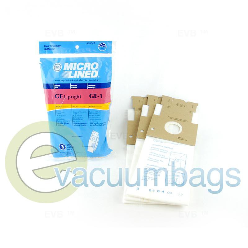 GE Style GE-1 Upright Micro-Lined Paper Vacuum Bag by DVC 3 Pack 455555 GER-1471