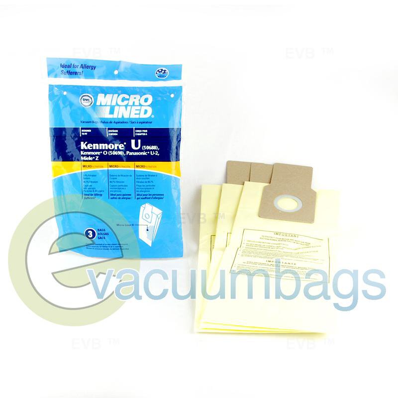 DVC Micro-Lined Upright Paper Vacuum Bags for Kenmore & Panasonic 3 Pack 437654 KER-1468