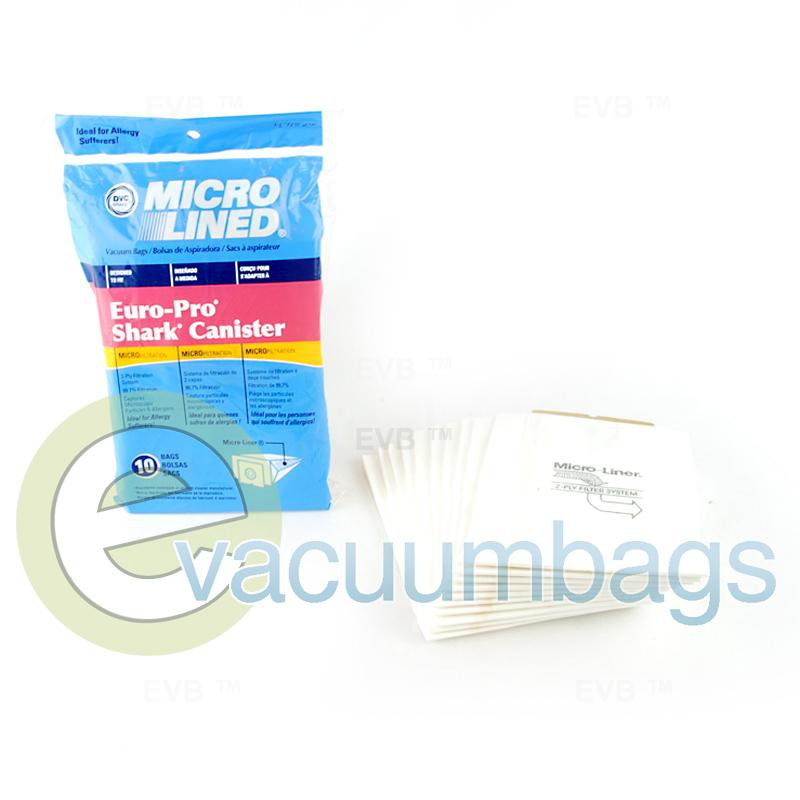 Shark Euro-Pro Micro-Lined Canister Paper Vacuum Bags by DVC Generic 10 Bags 471526 EUR-1471
