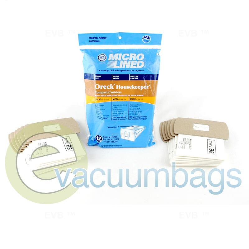 Oreck Housekeeper Compact Canister Paper Vacuum Bags by DVC 12 Pack + 1 Filter 471593 OR-1477