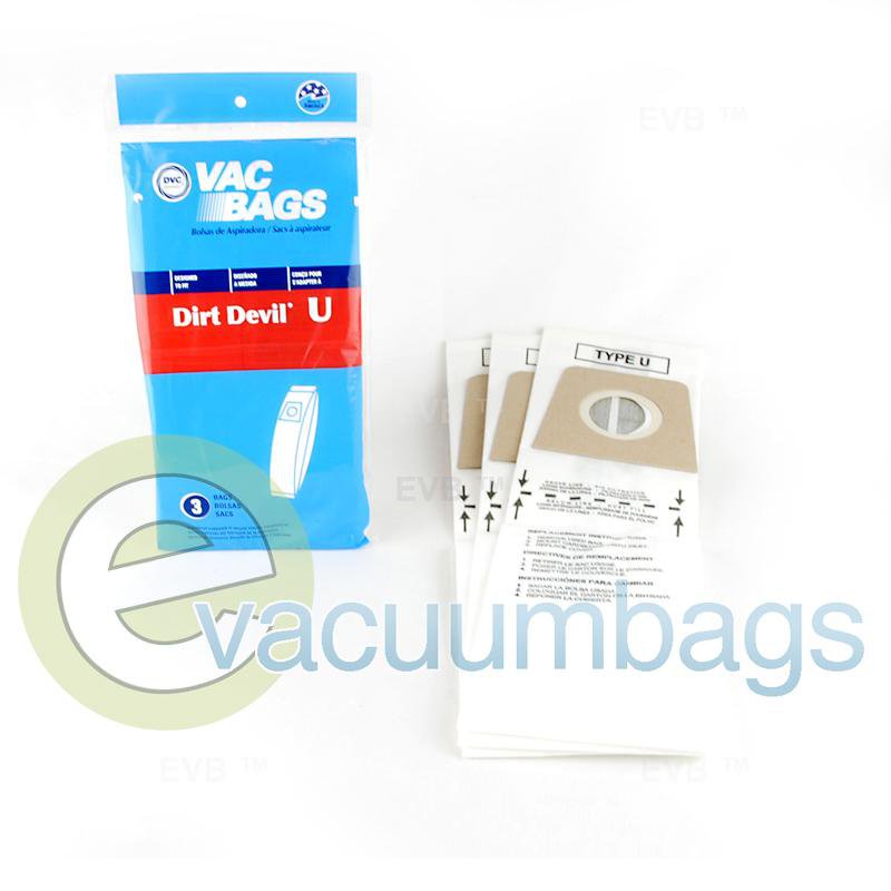 Dirt Devil Type U Upright Paper Vacuum Bags by DVC 3 Pack 575720 80-2421-03
