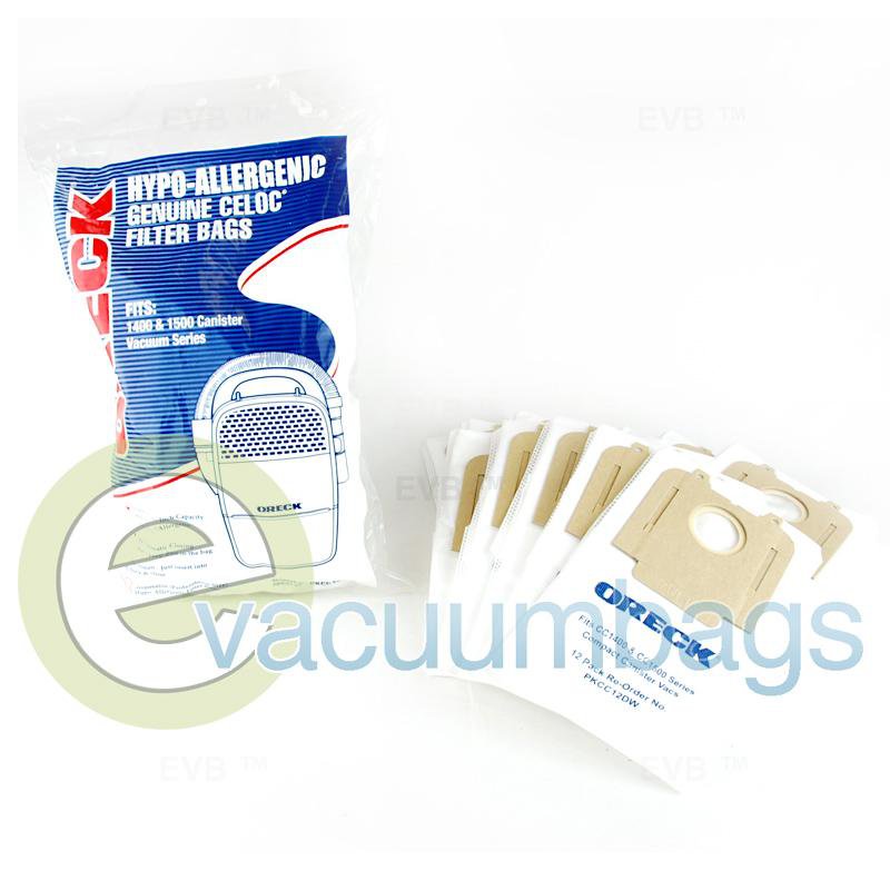 Oreck 1400 and 1500 Canister Hypo-Allergenic Filter Vacuum Bags 12 Pack PKCC12DW 59-2430-06