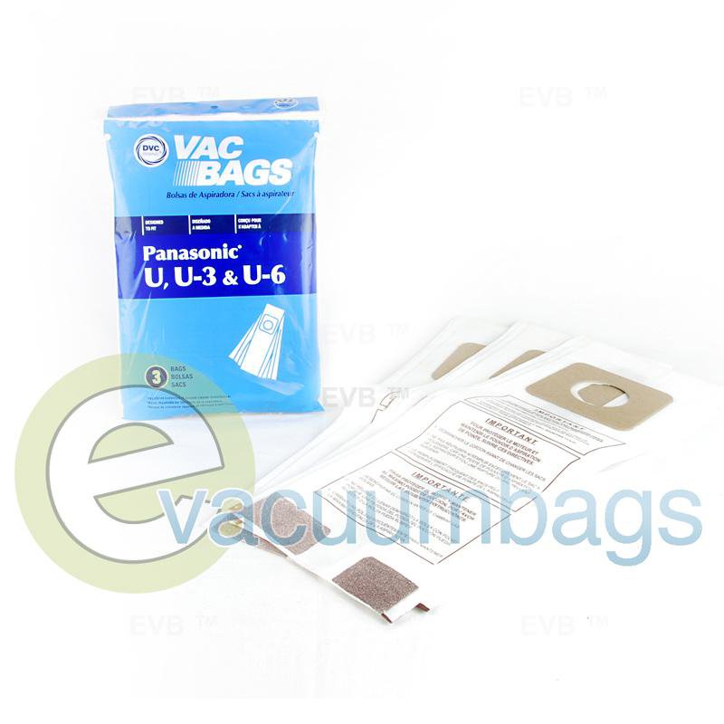 Panasonic Type U U-3 U-6 Upright Paper Vacuum Bags by DVC 3 Pack 405493 PR-14005