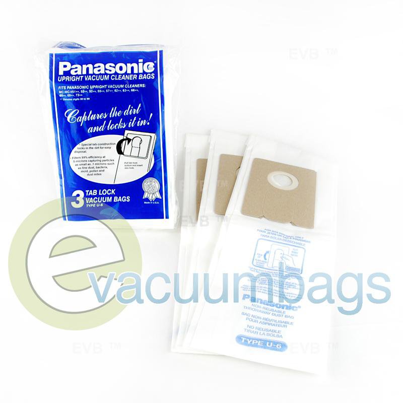 Panasonic Type U-6 Upright Paper Vacuum Bags 3 Pack MC-V145M 61-2428-02