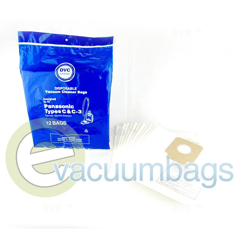 Panasonic Style C C-3 Canister Paper Vacuum Bags by DVC 12 Pack 409960 62-2410-01