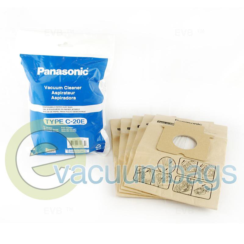 Panasonic Type C-20E Compact Canister Paper Vacuum Bags 5 Pack AMC94KYZ0 63-2412-01