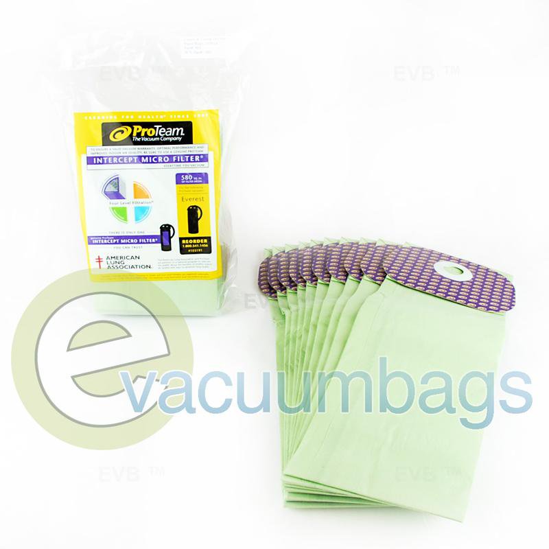 Castex & Tennant Intercept Micro Vacuum Bags by ProTeam 10 Pack 801 801