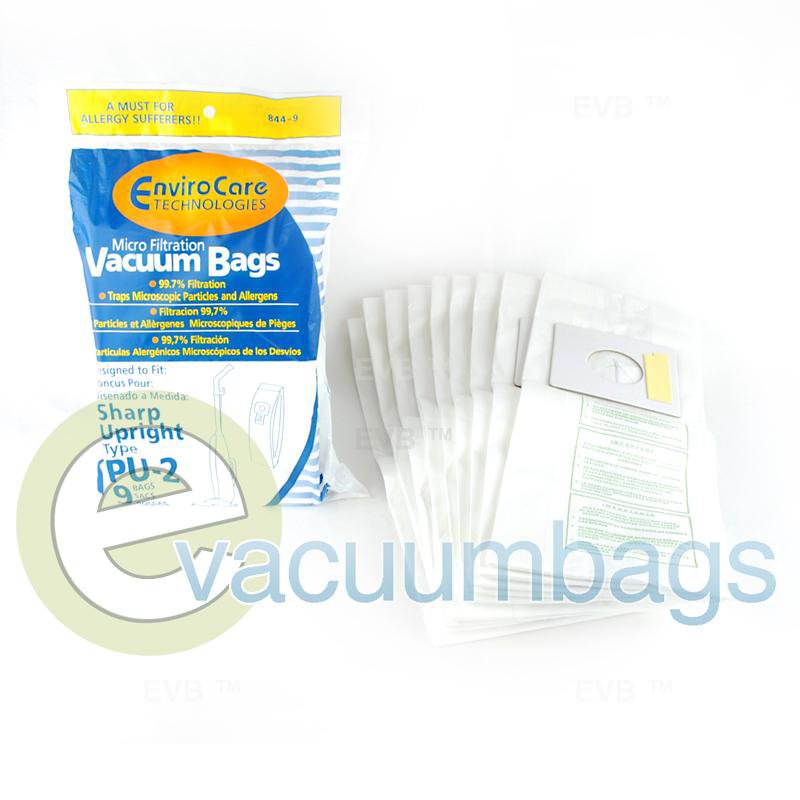 Sharp Type PU-2 Upright Paper Vacuum Bags by EnviroCare 9 Pack  844-9 86-2401-02
