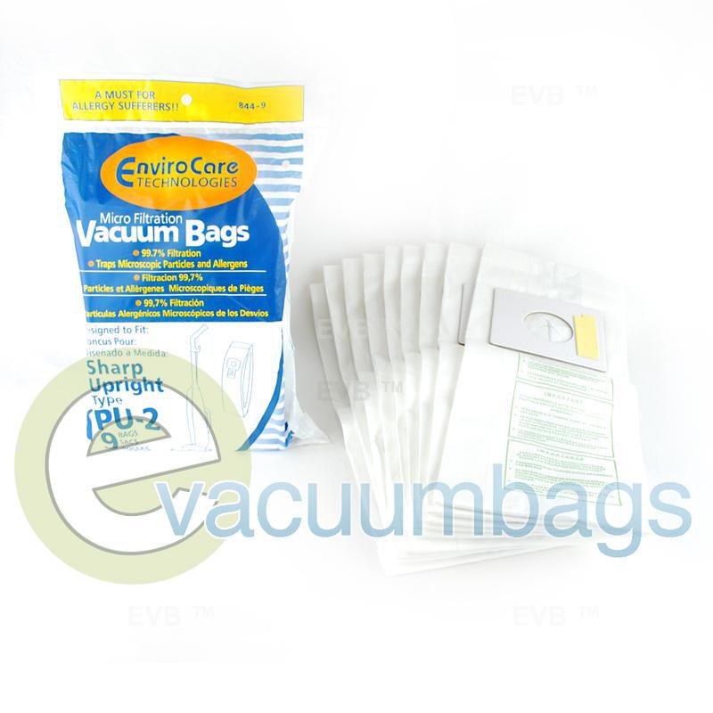 Sharp Type PU-2 Upright Paper Vacuum Bags by EnviroCare 9 Pack 844-9 86-2401-02