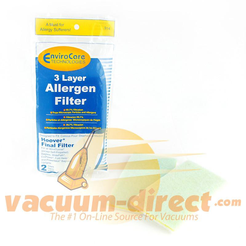 Hoover 3 Layer Allergen Final Filter by Envirocare 2 Pack 914 38-2301-02
