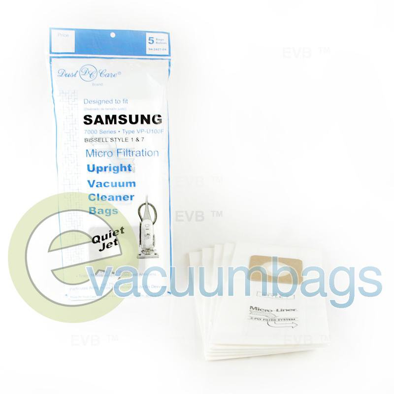 Bissell Style 1 7 & Samsung Style VP-U100F Upright Micro Filtration Paper Vacuum Bags 5 Pack 94-2427-04