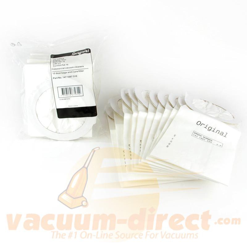 Nilfisk Advance Kent Clarke Backpack Vacuum Bag & Filter Set 10 bags & 2 pre-filters AD-1471097510