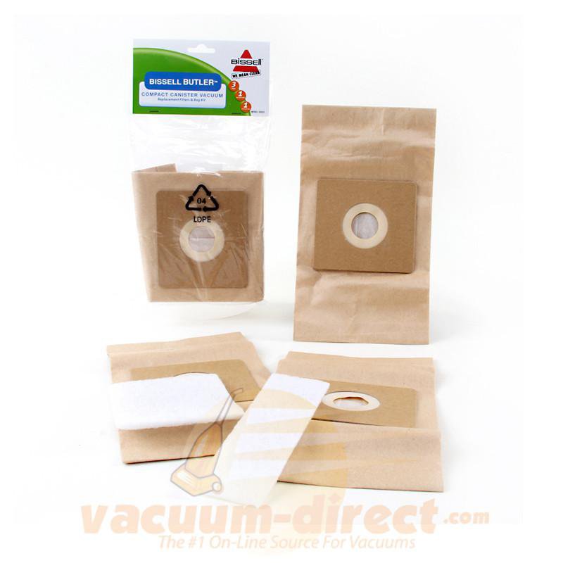 Bissell Butler Compact Canister and Propartner Vacuum Bag and Filter Set 3 Bags & 2 Filters 19-2400-01