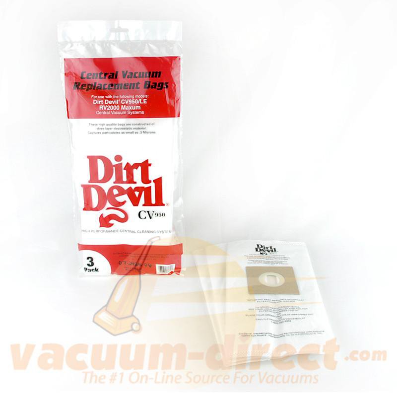 Dirt Devil Central Vacuum System Replacement Bags for CV950/LE & RV2000 Maxum Central Vacuums 3 Pack 07-2425-06