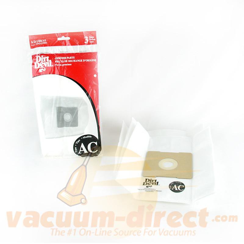 Dirt Devil Type AC Vacuum Bags for Turbo Plus Bagged Canister 3 Pack 83-2427-01
