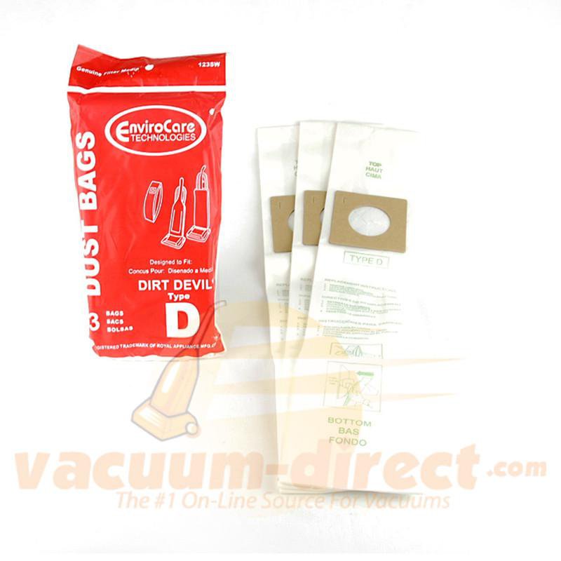 Dirt Devil Type D Generic Vacuum Dust Bags by EnviroCare 3 Pack 123SW ROR-14255