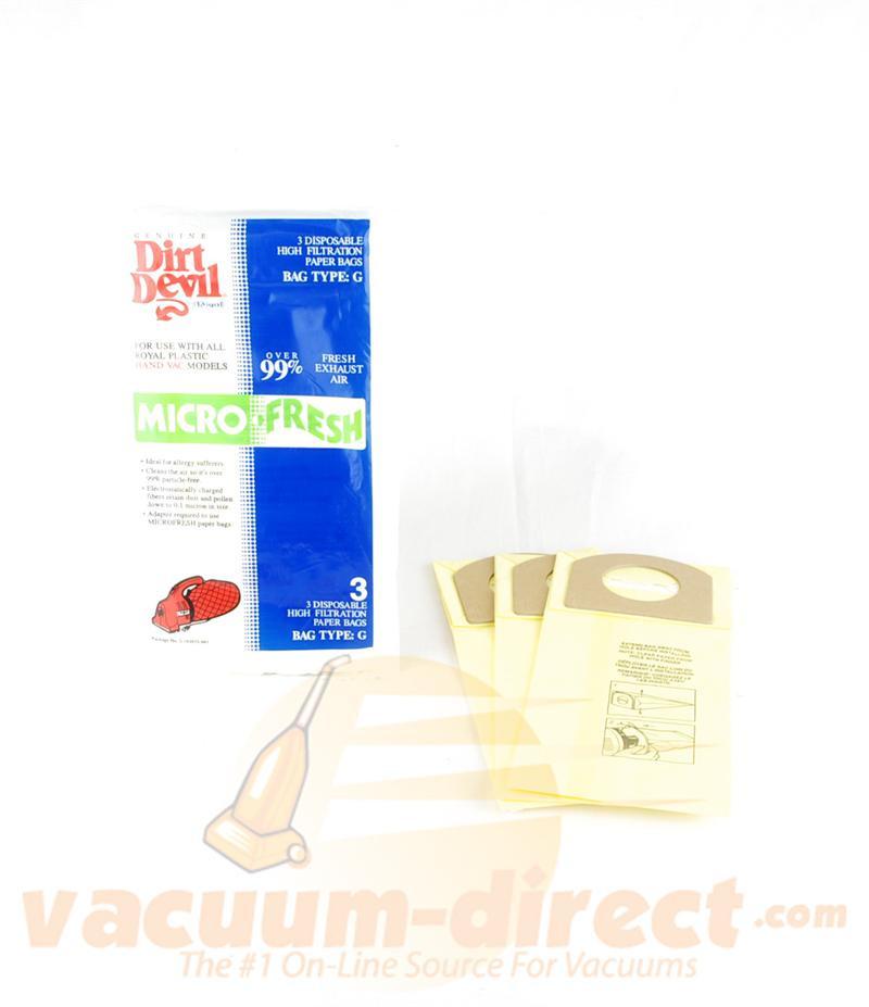 Dirt Devil Type G MicroFresh Bags for H& Vacs 3 Pack 85-2407-03