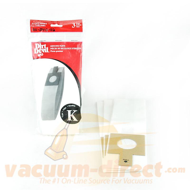 Dirt Devil Type K Vacuum Bags for Royal Dirt Devil Stick Vac 3 Pack 85-2412-02