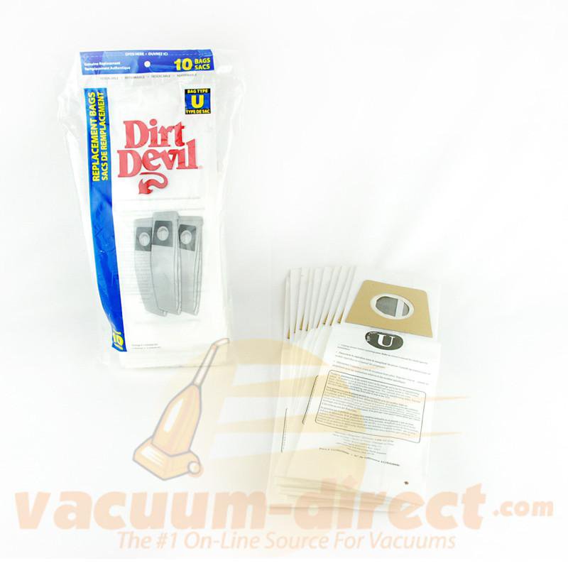 Dirt Devil Type U Vacuum Bags for Swivel Glide & Featherlite Uprights 10 Pack 81-2418-04