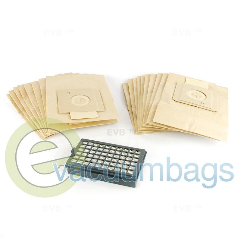 Shark Euro-Pro EP237 EP237-22 EP237XX Canister Paper Vacuum Bags DC18 Pack + 1 HEPA Filter 237XX EU-14050