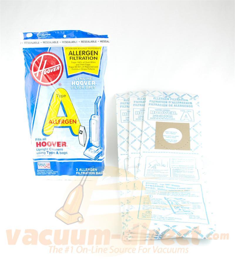 Hoover Type A  Allergen Fighting Vacuum Bags 3 Pack Genuine Hoover Parts 39-2442-02