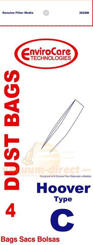 HooverType C Upright Generic Vacuum Bags by EnviroCare 4 Pack 302SW HR-1403