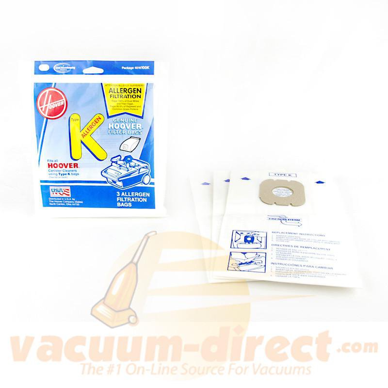 Hoover Type K Allergen Filtration Canister Vacuum Bags 3 Pack Genuine Hoover Parts 41-2422-03