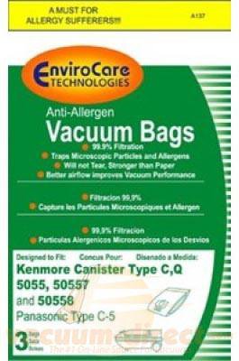 Kenmore Panasonic Type C Type Q & Type C-5 Canister EnviroCare Vacuum Bags 3 Pack A137 46-2442-01