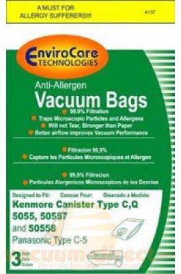 Kenmore Panasonic Type C Type Q & Type  C-5  Canister EnviroCare Vacuum Bags  3 Pack  A137 46-2442-01