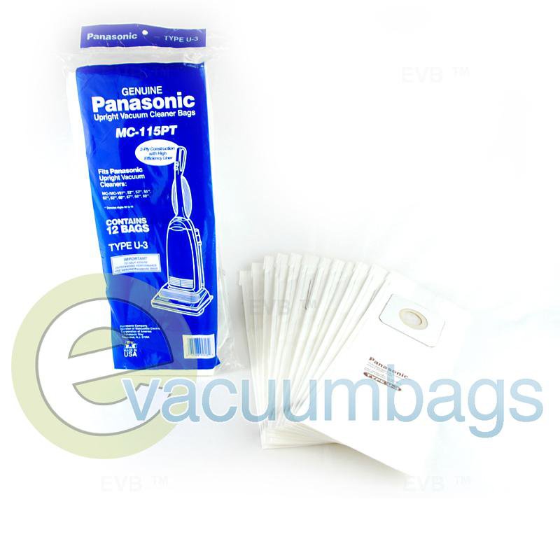 Panasonic Type U-3 Upright Paper Vacuum Bags 12 Pack MC-115PT 61-2427-05