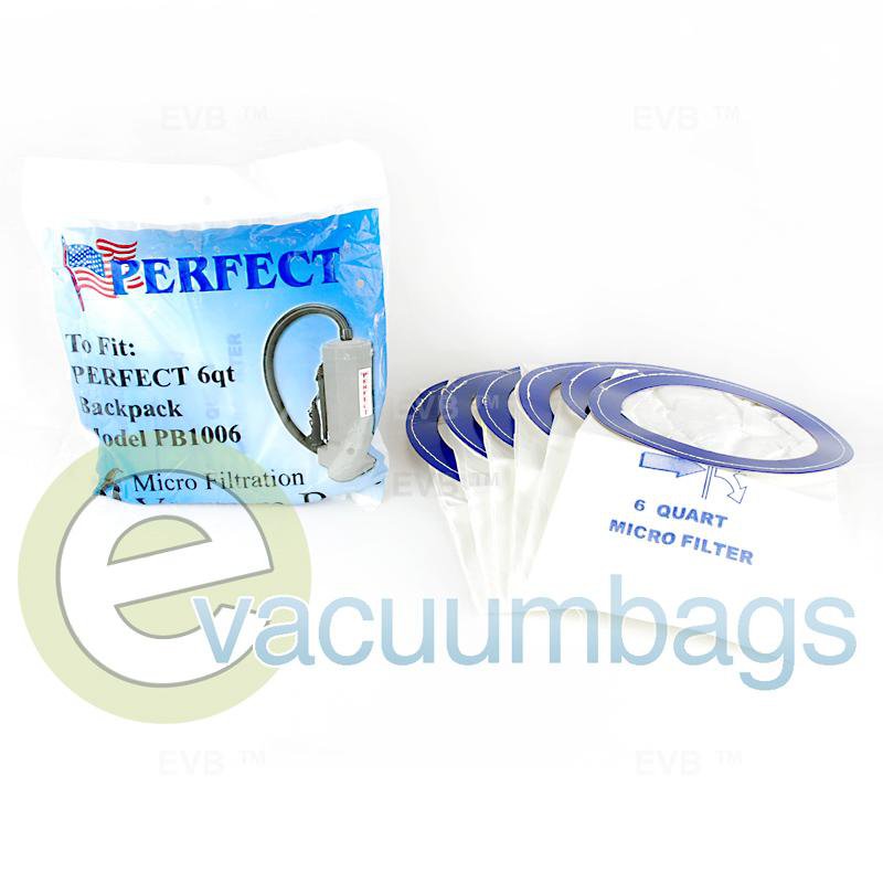 Perfect HEPA 6 Quart BackPack Paper Vacuum Bags 10 Pack  101393P PE-1410