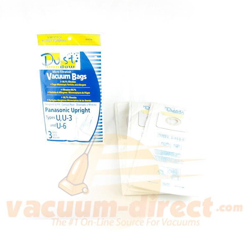Panasonic Type U U-3 U-6 Generic Vacuum Bags by Envirocare 3 Pack 816 60-2400-08